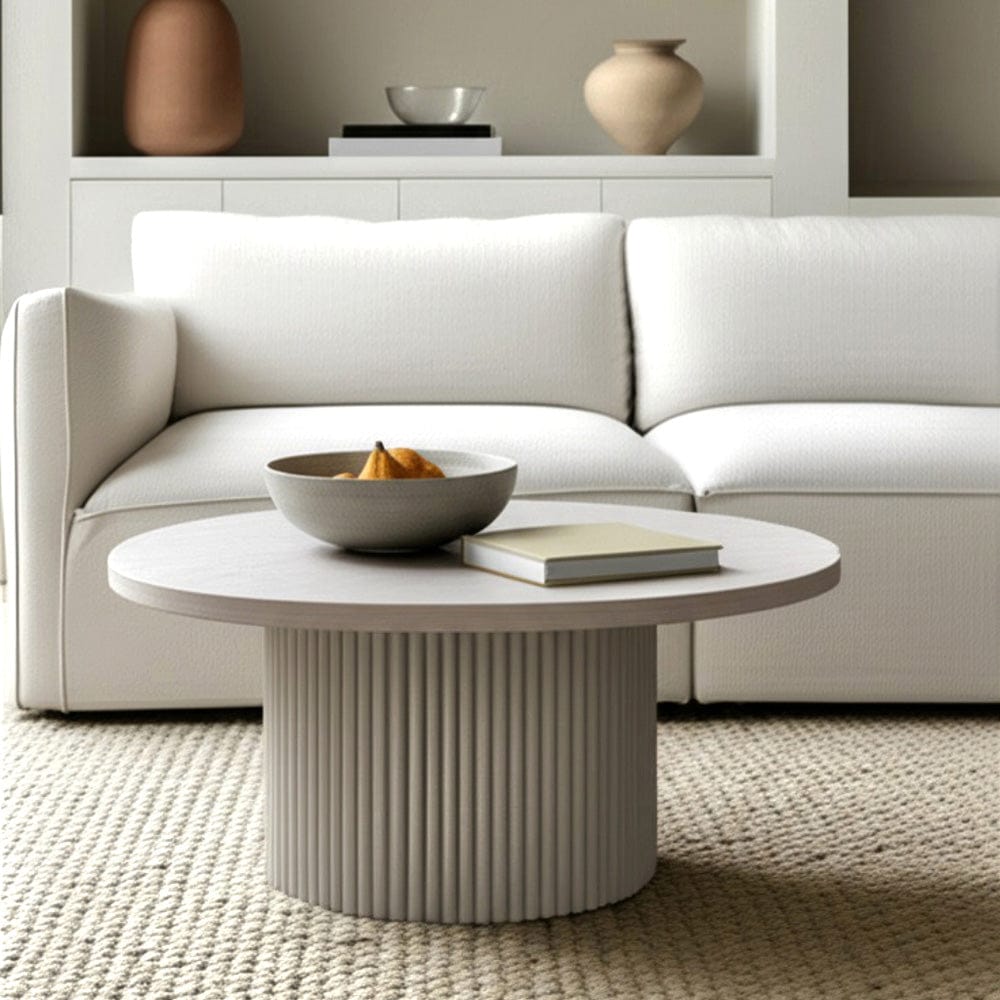 Alpine Furniture - Reba Round Cocktail Table, White Wash - 5868W-61 view 8