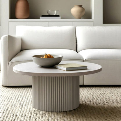 Alpine Furniture - Reba Round Cocktail Table, White Wash - 5868W-61 view 8