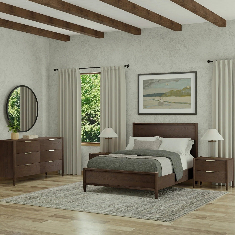 Alpine Furniture - Sinclair Queen Panel Bed, Walnut - 3458WAL-01Q view 8