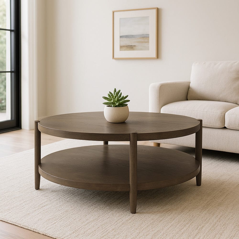 Alpine Furniture - SInclair Round Coffee Table, Walnut - 3458WAL-65 view 5