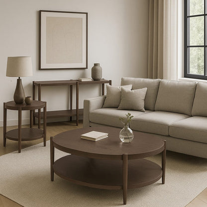 Alpine Furniture - SInclair Round Coffee Table, Walnut - 3458WAL-65 view 6