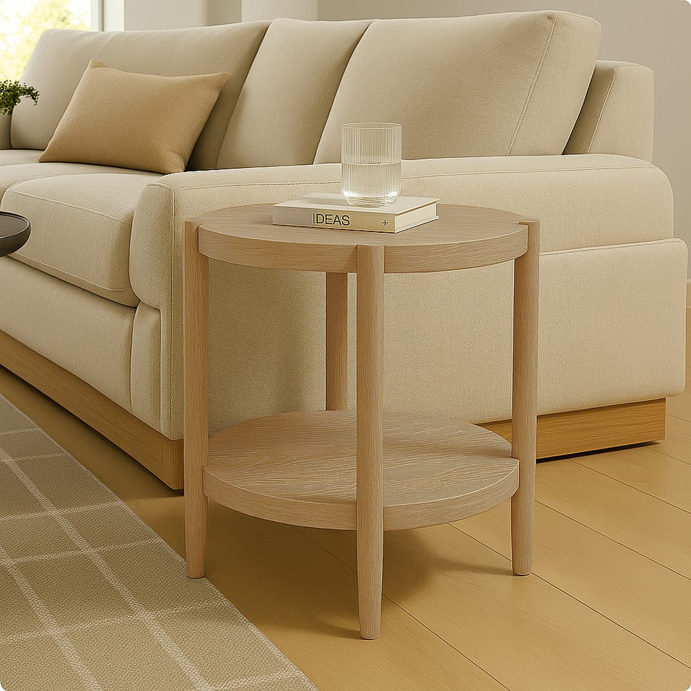 Alpine Furniture - Sinclair Round End Table, Natural - 3458NAT-62 view 7