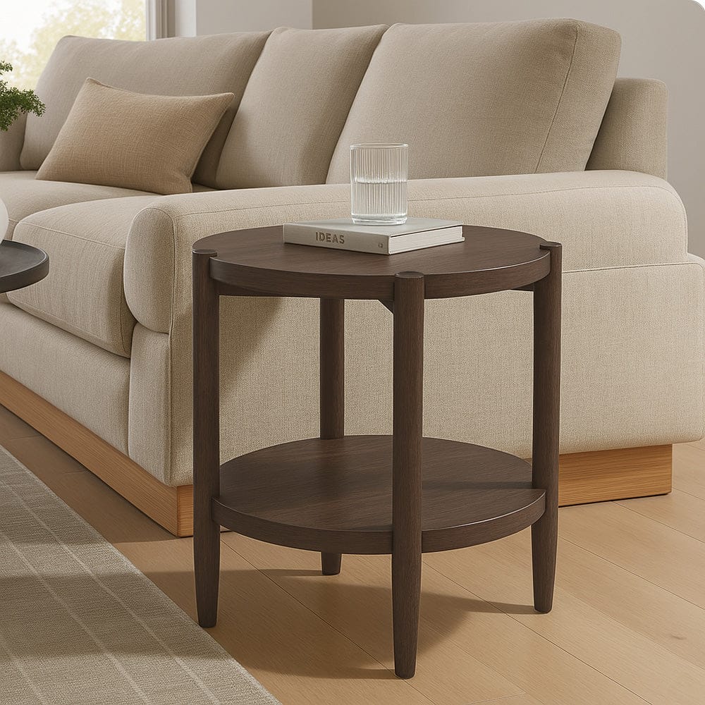 Alpine Furniture - Sinclair Round End Table, Walnut - 3458WAL-62 view 8
