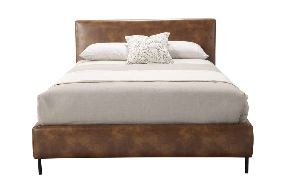 Alpine Furniture - Sophia California King Faux Leather Platform Bed, Brown - 6902CK-BRN veiw 5
