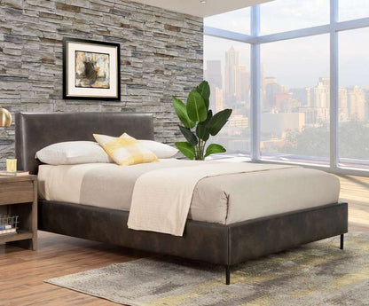 Alpine Furniture - Sophia Full Faux Leather Platform Bed, Gray - 6902F-GRY veiw 1