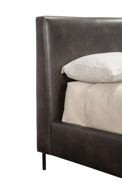 Alpine Furniture - Sophia Queen Faux Leather Platform Bed, Gray - 6902Q-GRY veiw 5