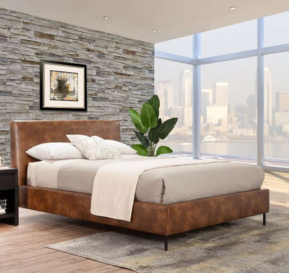 Alpine Furniture - Sophia Standard King Faux Leather Platform Bed, Brown - 6902EK-BRN veiw 1