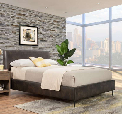 Alpine Furniture - Sophia Standard King Faux Leather Platform Bed, Gray - 6902EK-GRY veiw 1