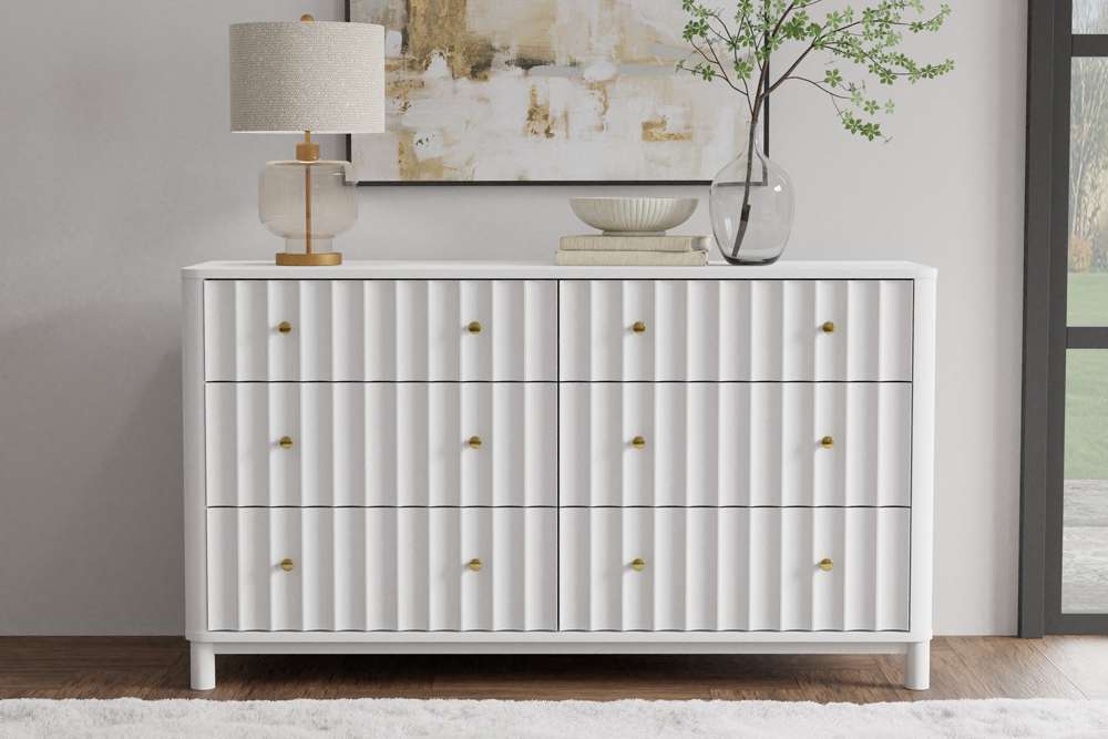Alpine Furniture - Stapleton 6 Drawer Dresser, White - 2090-03 veiw 1