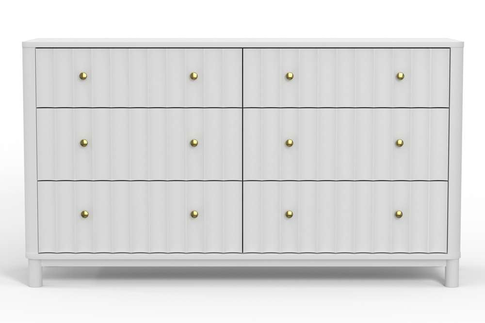 Alpine Furniture - Stapleton 6 Drawer Dresser, White - 2090-03 veiw 3