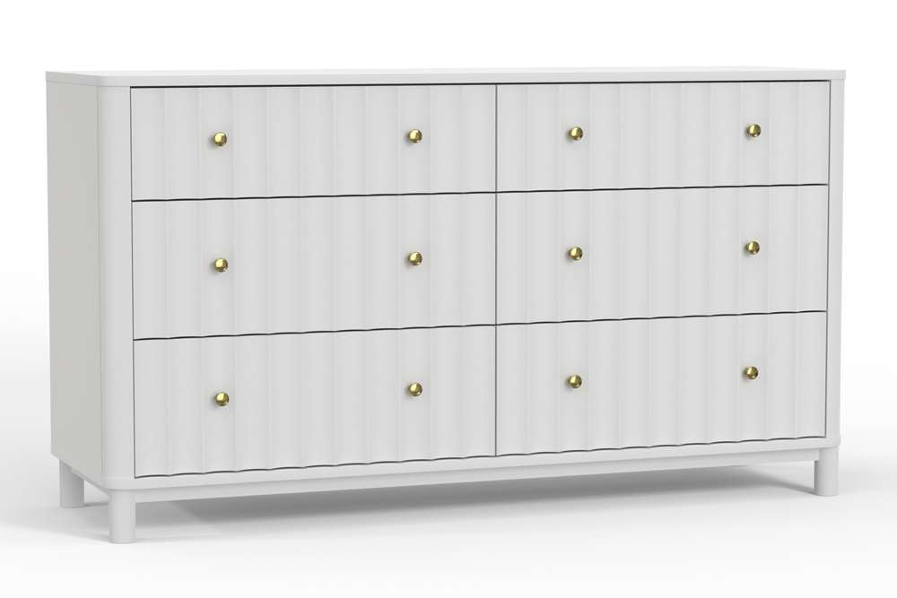 Alpine Furniture - Stapleton 6 Drawer Dresser, White - 2090-03 veiw 4