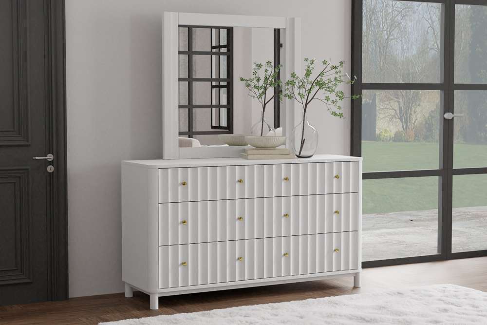 Alpine Furniture - Stapleton 6 Drawer Dresser, White - 2090-03 veiw 7