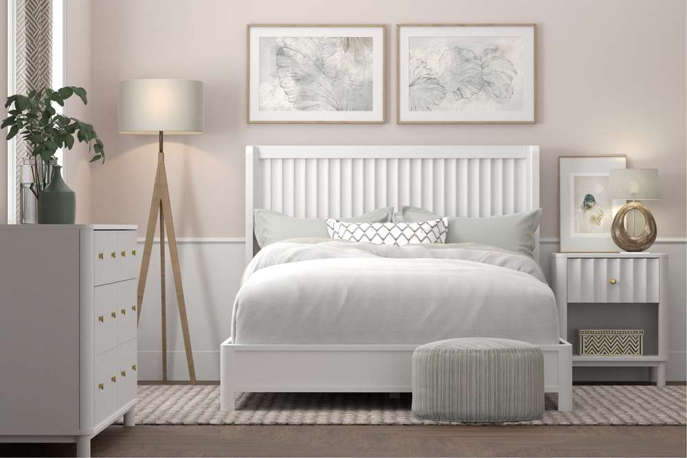 Alpine Furniture - Stapleton Queen Panel Bed, White - 2090-01Q veiw 2