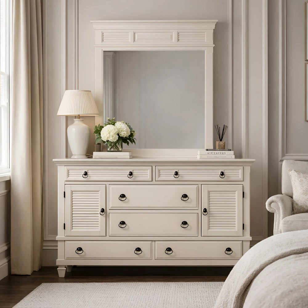 Alpine Furniture - Winchester 2 Cabinet & 6 Drawer Dresser and Mirror Set - 1306-W-DR_MR view 5