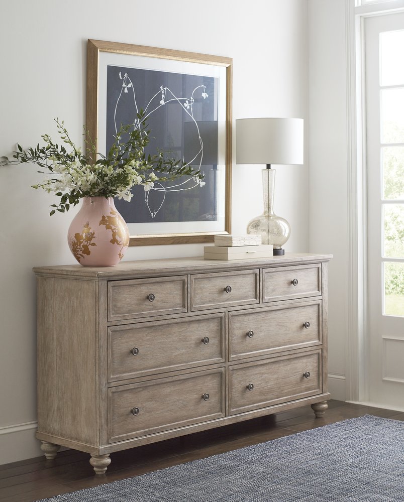 American Drew - Cambric Breve Miriam Seven Drawer Dresser With Landscape Mirror - 309-131B040B view 2