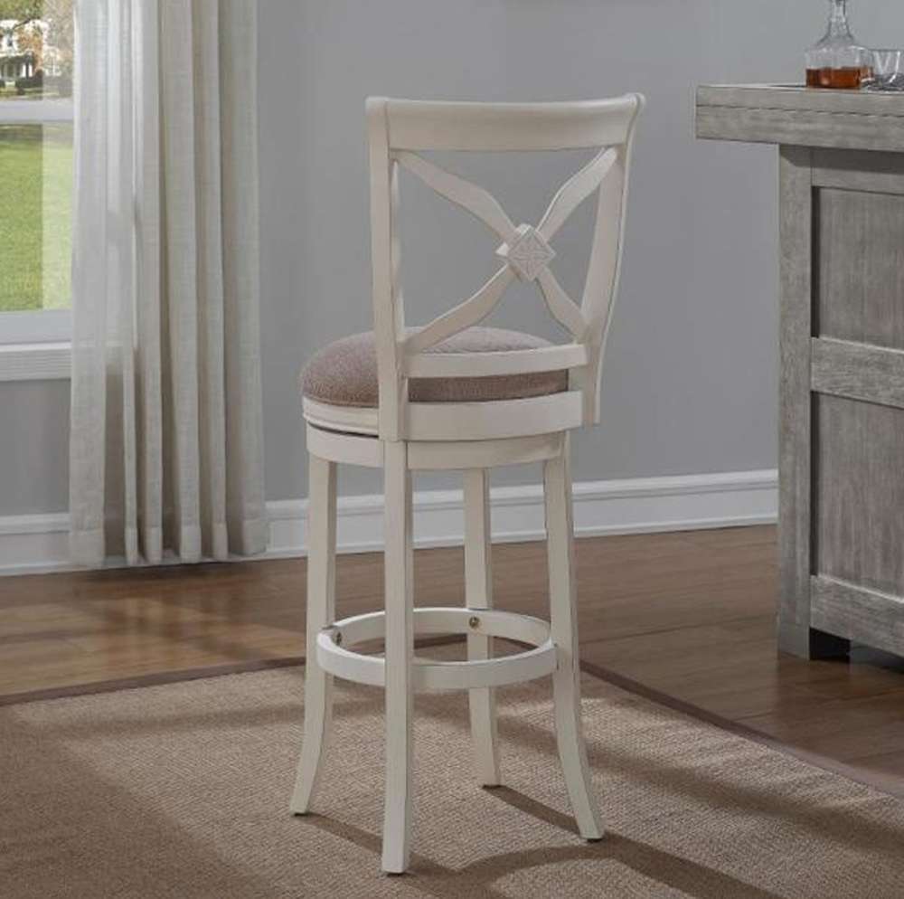 American Woodcrafters - Accera Stool w/ Back and Wood Frame - Distressed Antique White - B2-205-26F veiw 3
