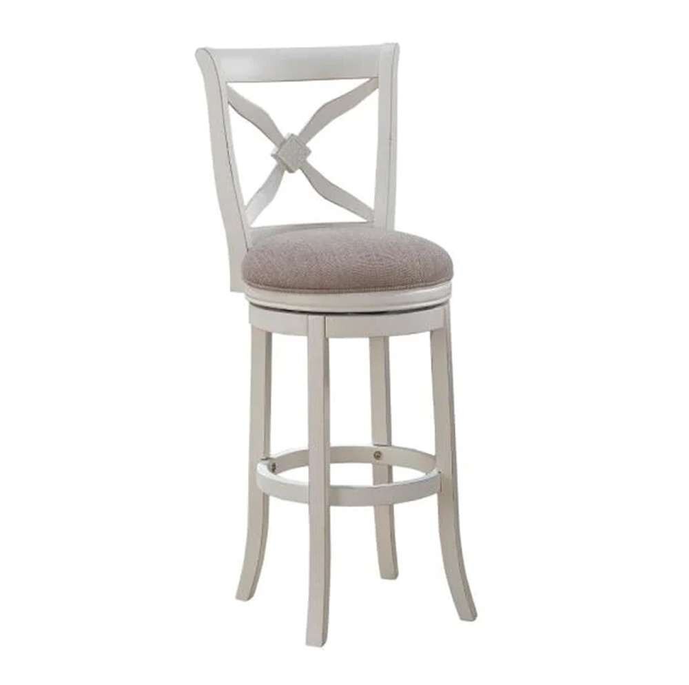 American Woodcrafters - Accera Stool w/ Back and Wood Frame - Distressed Antique White - B2-205-34FSU veiw 1