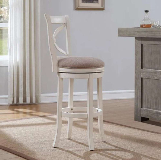 American Woodcrafters - Accera Stool w/ Back and Wood Frame - Distressed Antique White - B2-205-34FSU veiw 2