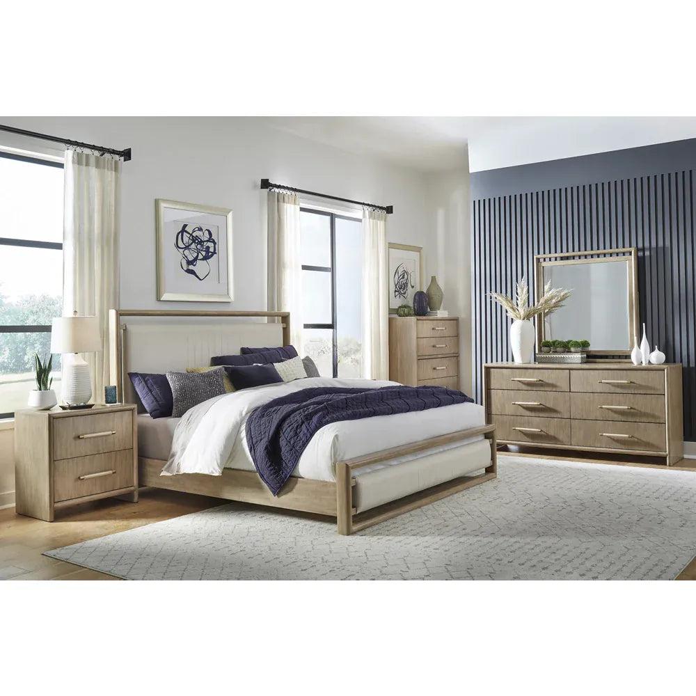 American Woodcrafters - Arlington King Upholstered Panel 5pc Bedroom Set - Nutmeg - 4300-KUPSH-5PC view 1
