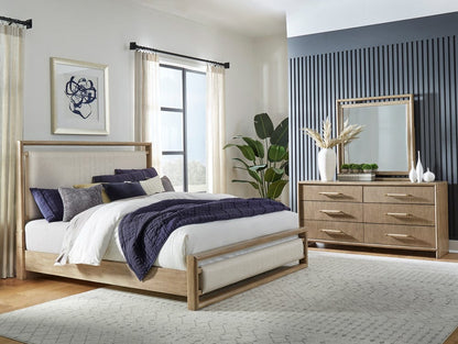 American Woodcrafters - Arlington Queen Upholstered Panel 3pc Bedroom Set - Nutmeg - 4300-QUPSH-3PC view 1