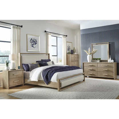 American Woodcrafters - Arlington Queen Upholstered Panel 5pc Bedroom Set - Nutmeg - 4300-QUPSH-5PC view 1