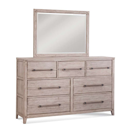 American Woodcrafters - Aurora 3 Pc Bedroom Set - Queen Panel Bed w/ Storage Footboard, Dresser, Mirror - Whitewash - 2810-QPNST-3PC veiw 3