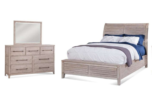 American Woodcrafters - Aurora 3 Pc Bedroom Set - Queen Sleigh Bed, Dresser, Mirror - Whitewash - 2810-QSLPN-3PC veiw 1