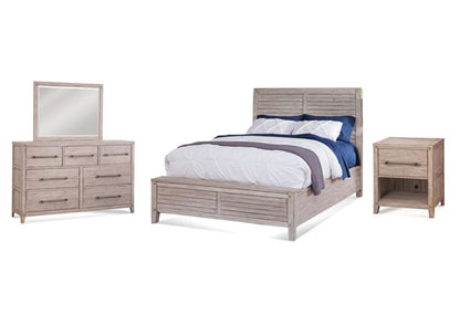 American Woodcrafters - Aurora 4 Pc Bedroom Set - Queen Panel Bed, Dresser, Mirror, 1 Drawer Nightstand - Whitewash - 2810-QPNPN-4PC veiw 1
