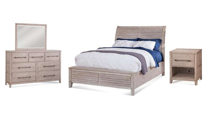 American Woodcrafters - Aurora 4 Pc Bedroom Set - Queen Sleigh Bed, Dresser, Mirror, 1 Drawer Nightstand - Whitewash - 2810-QSLPN-4PC veiw 1