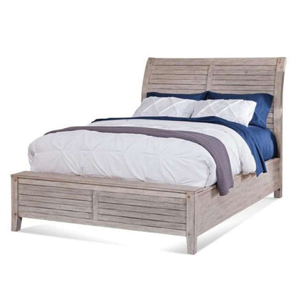 American Woodcrafters - Aurora 5 Pc Bedroom Set - Queen Sleigh Bed, Dresser, Mirror, Chest, 1 Drawer Nightstand - Whitewash - 2810-QSLPN-5PC veiw 2