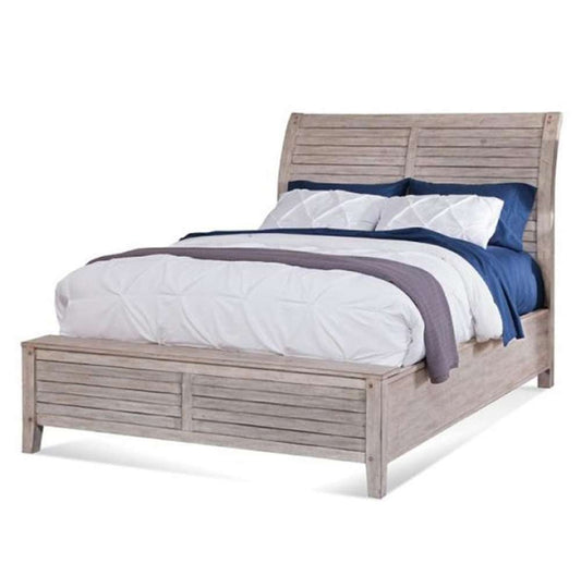 American Woodcrafters - Aurora 5 Pc Bedroom Set - Queen Sleigh Bed, Dresser, Mirror, Chest, 1 Drawer Nightstand - Whitewash - 2810-QSLPN-5PC veiw 2