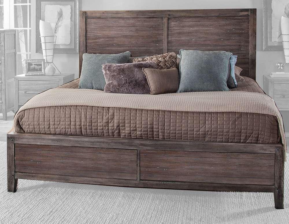 American Woodcrafters - Aurora King Panel Bed - With Panel Footboard - Weathered Grey - 2800-66PAN veiw 1