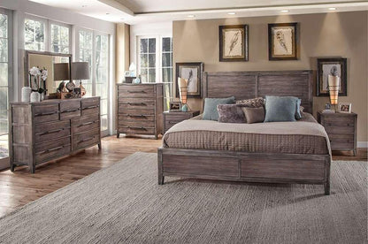 American Woodcrafters - Aurora King Panel Bed - With Panel Footboard - Weathered Grey - 2800-66PAN veiw 2