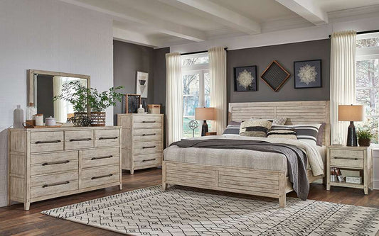 American Woodcrafters - Aurora King Panel Bed - With Panel Footboard - Whitewash - 2810-66PAN veiw 2