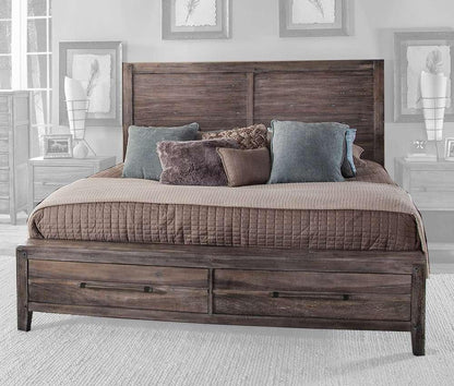 American Woodcrafters - Aurora King Panel Bed - With Storage Footboard - Weathered Grey - 2800-66PSB veiw 1