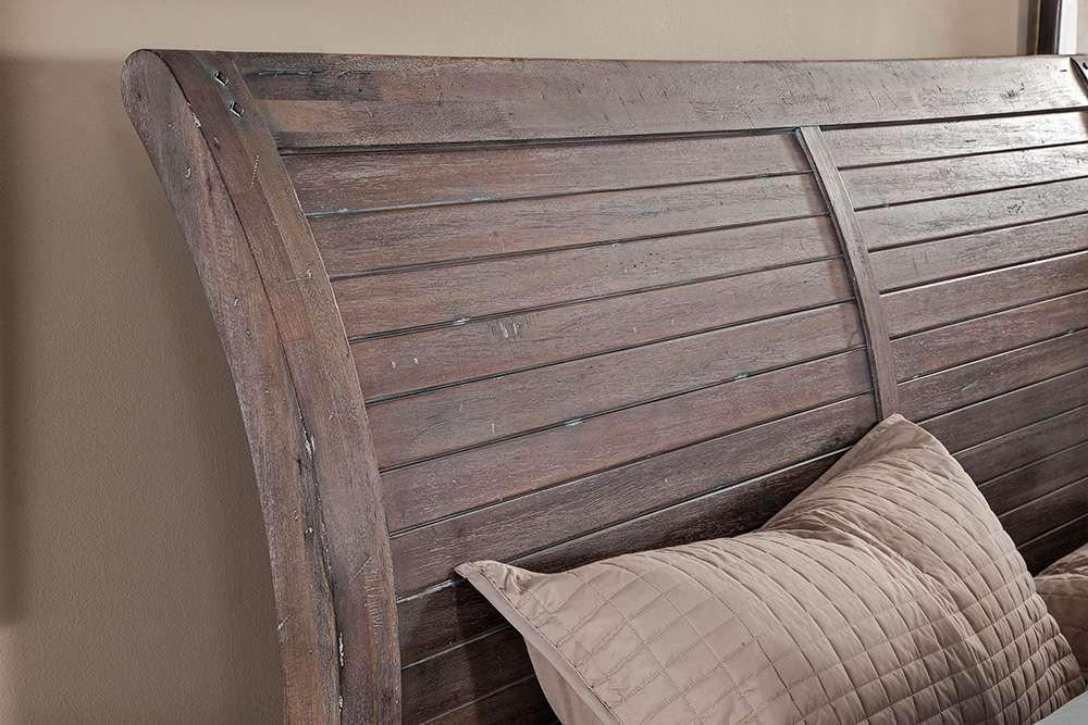 American Woodcrafters - Aurora King Sleigh Bed - With Panel Footboard - Weathered Grey - 2800-66SLP veiw 4