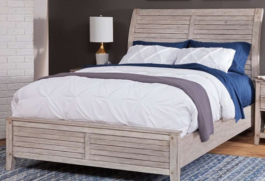 American Woodcrafters - Aurora King Sleigh Bed - With Panel Footboard - Whitewash - 2810-66SLP veiw 1