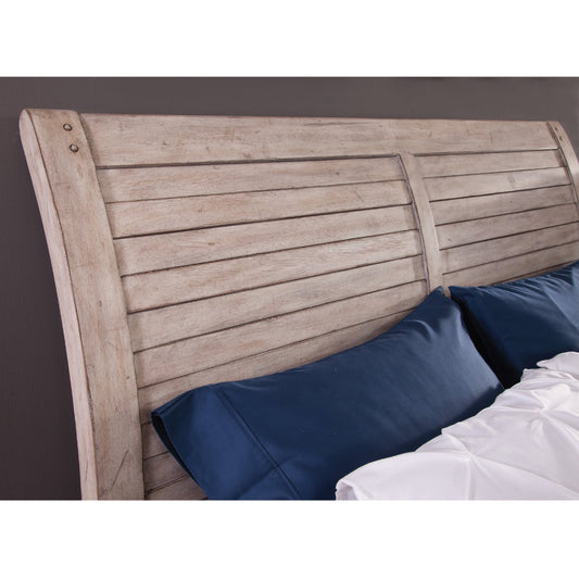 American Woodcrafters - Aurora King Sleigh Bed - With Panel Footboard - Whitewash - 2810-66SLP view 2