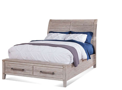 American Woodcrafters - Aurora King Sleigh Bed - With Storage Footboard - Whitewash - 2810-66SLES veiw 1