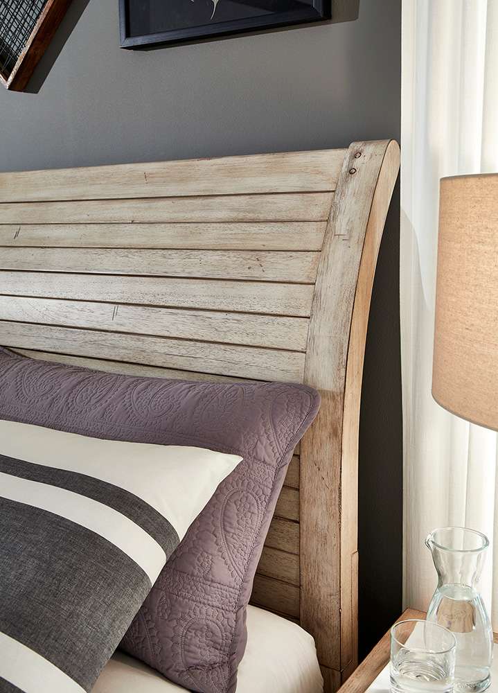 American Woodcrafters - Aurora King Sleigh Bed - With Storage Footboard - Whitewash - 2810-66SLES veiw 3