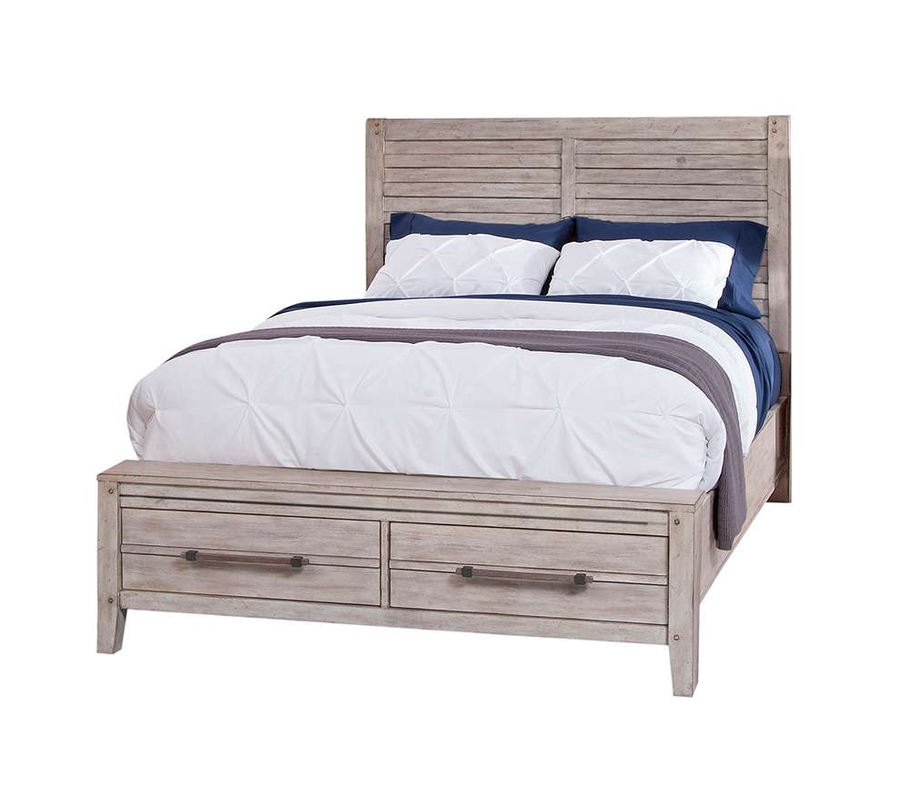 American Woodcrafters - Aurora Queen Panel Bed - With Storage Footboard - Whitewash - 2810-50PSB veiw 1