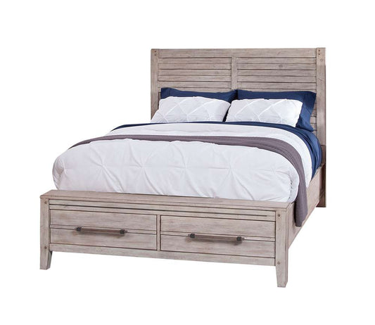 American Woodcrafters - Aurora Queen Panel Bed - With Storage Footboard - Whitewash - 2810-50PSB veiw 1