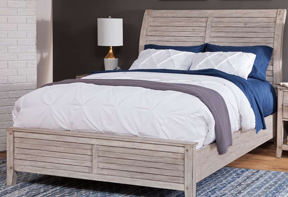 American Woodcrafters - Aurora Queen Sleigh Bed - With Panel Footboard - Whitewash - 2810-50SLP veiw 1