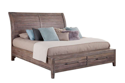 American Woodcrafters - Aurora Queen Sleigh Bed - With Storage Footboard - Weathered Grey - 2800-50SLES veiw 1