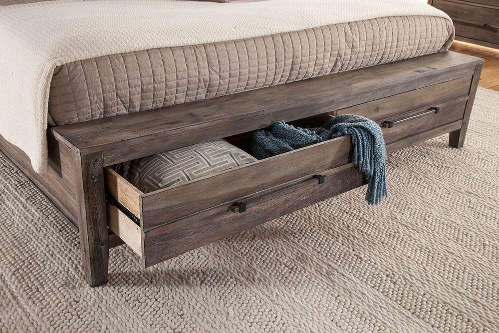 American Woodcrafters - Aurora Queen Sleigh Bed - With Storage Footboard - Weathered Grey - 2800-50SLES veiw 4