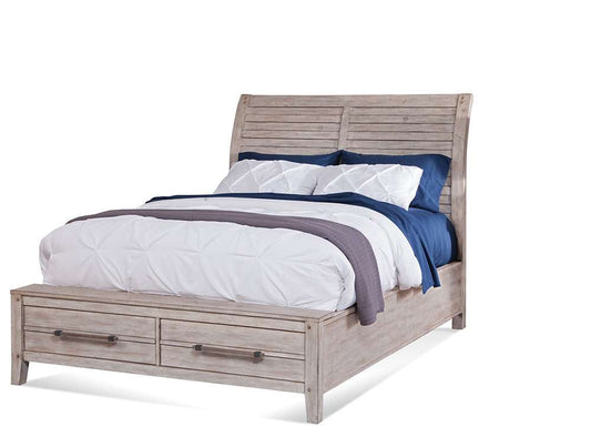 American Woodcrafters - Aurora Queen Sleigh Bed - With Storage Footboard - Whitewash - 2810-50SLES veiw 1