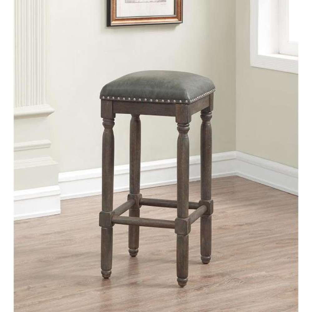 American Woodcrafters - Bronson Backless Stool w/ Wood Frame - Wire-brushed driftwood finish - B2-261-26L veiw 3