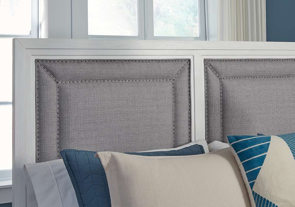 American Woodcrafters - Dunescape King Upholstered Bed - White - 1210-66UPH veiw 3