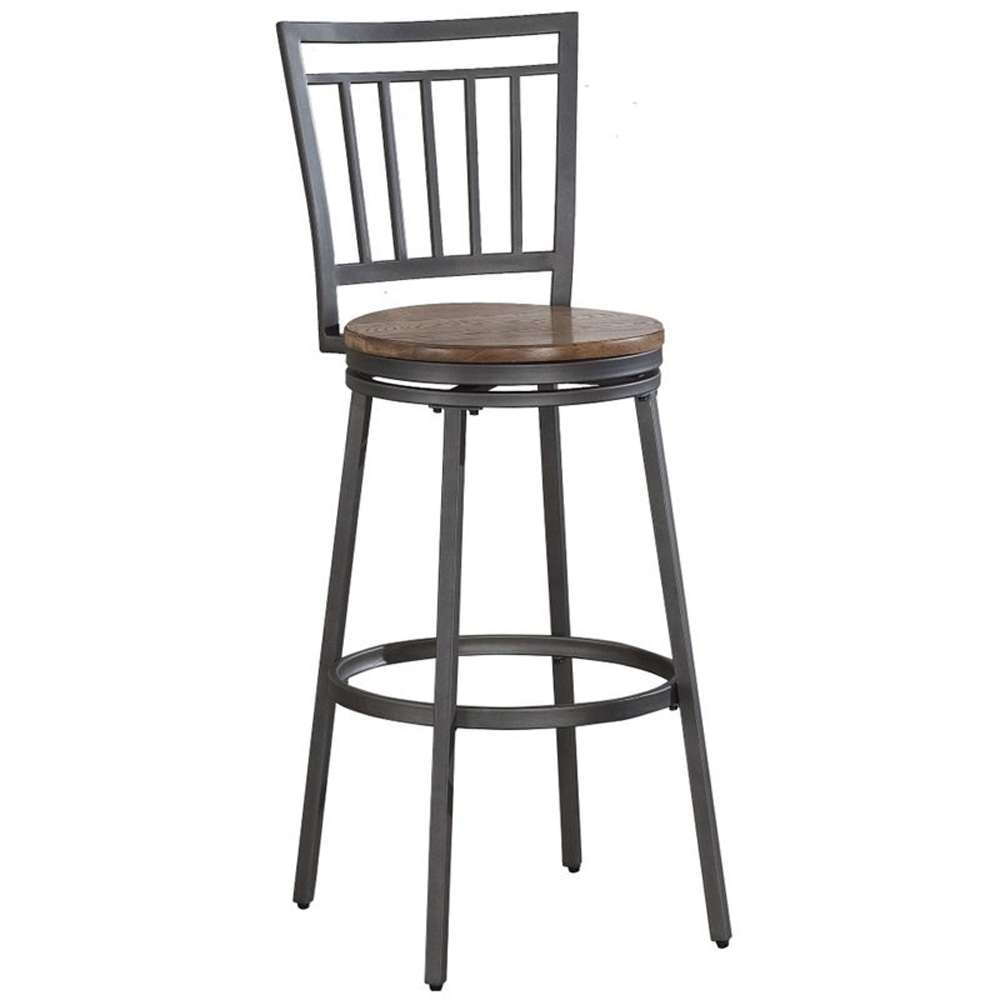 American Woodcrafters - Filmore Stool w/ Back and Metal Frame - Slate Grey with Golden Oak Seat - B1-101-25W veiw 1