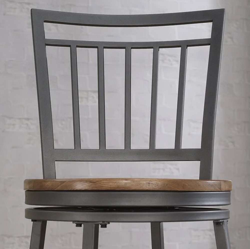 American Woodcrafters - Filmore Stool w/ Back and Metal Frame - Slate Grey with Golden Oak Seat - B1-101-25W veiw 3